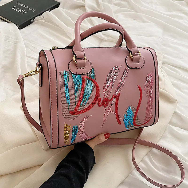 Bolso bandolera portátil de moda con lentejuelas bordadas