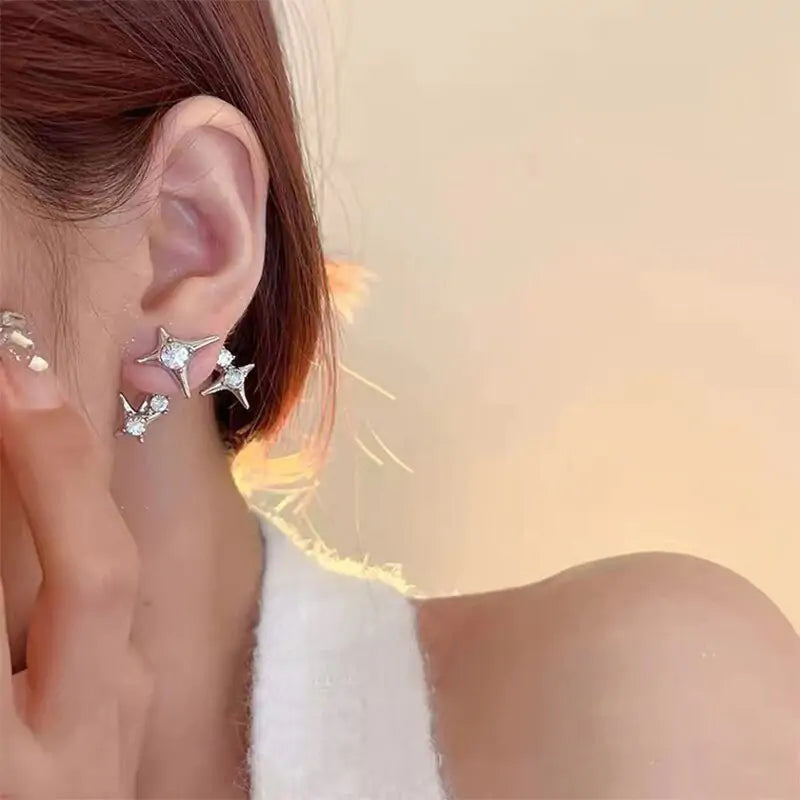 Aretes de Cristal en Forma de Cruz Estrella