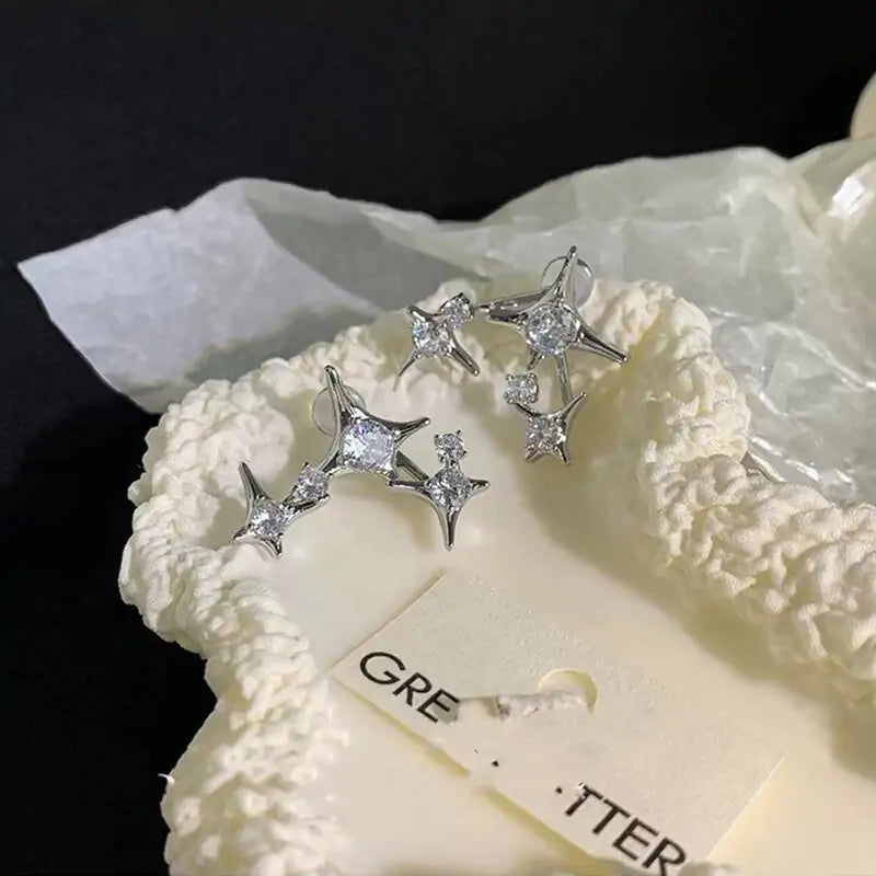 Aretes de Cristal en Forma de Cruz Estrella