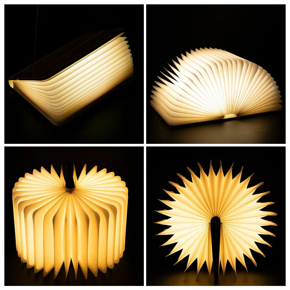 Lámpara Nocturna de Libro de Madera LED