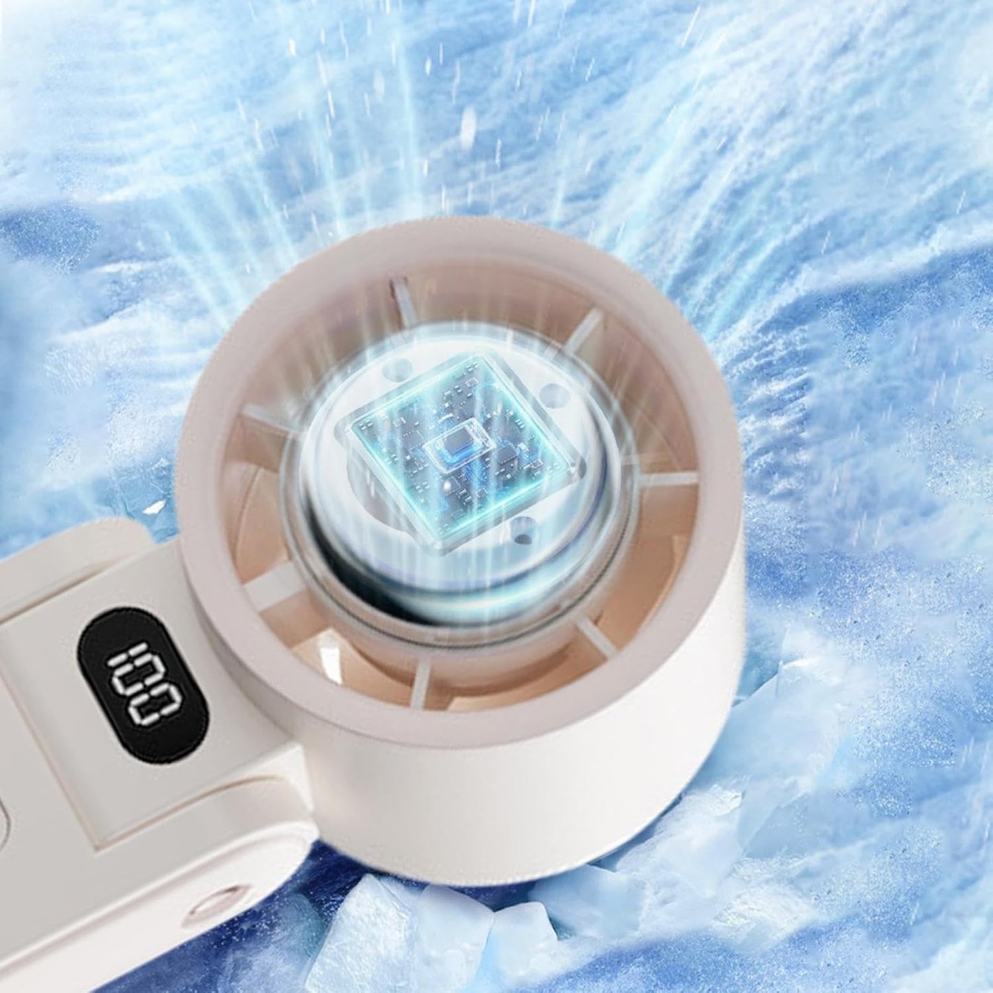 Ventilador De Mano Plegable Con Panel Digital