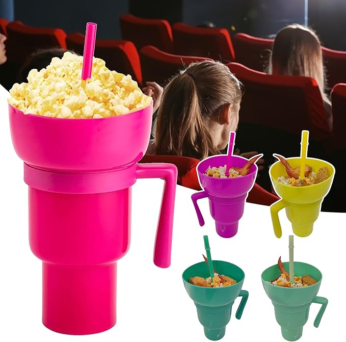 Vaso para Aperitivos 2 en 1 con Compartimento para Snacks y Bebida