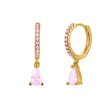 Pendientes de Serpiente Chapados en Oro de 18K con Circonitas de Colores (Par)