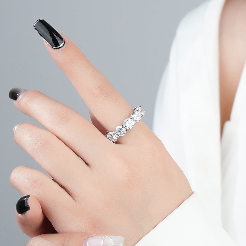 Anillo de Circonio Redondo de Plata Esterlina S925 para Mujer