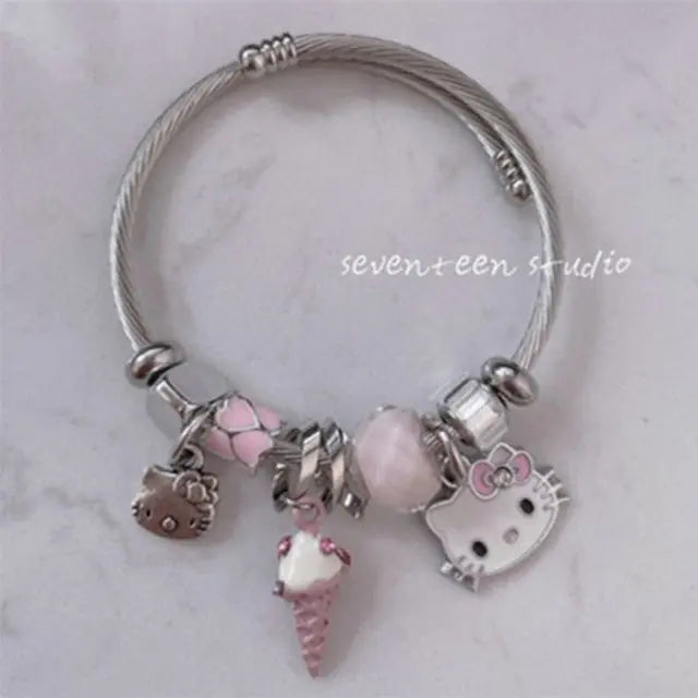 Pulseras con Dijes de Hello Kitty