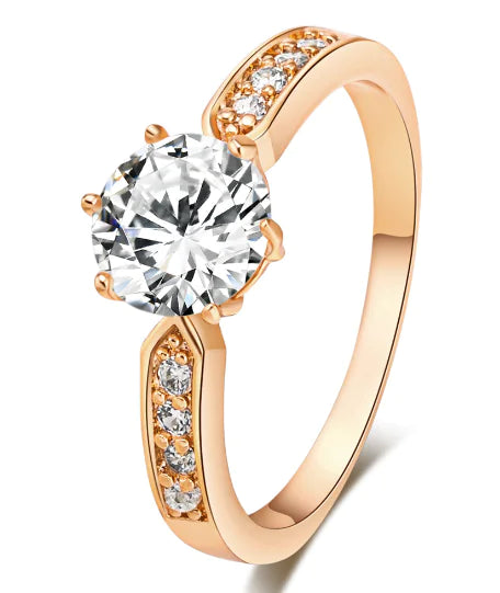 Anillo de Oro de 18k chapado con Circonita - Set de Alta Calidad (Uno)