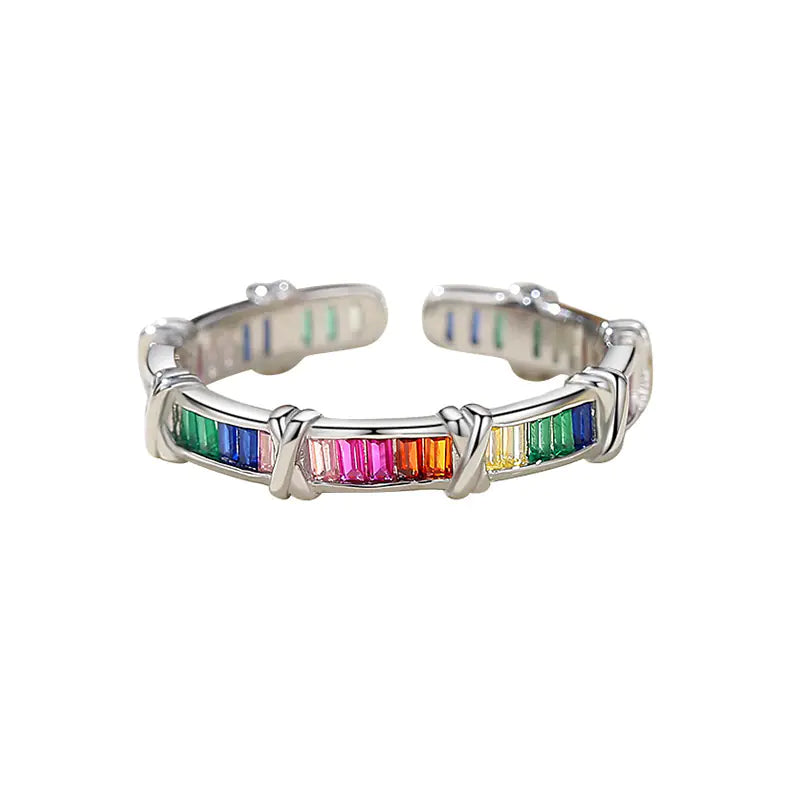 Anillo de Amor Arcoíris en Plata de Ley para Mujeres