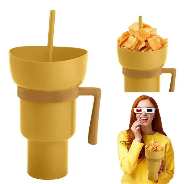 Vaso para Aperitivos 2 en 1 con Compartimento para Snacks y Bebida