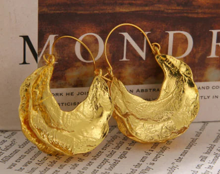 Aros Medianos de Media Calabaza Chapados en Oro de 18K (Un Par)