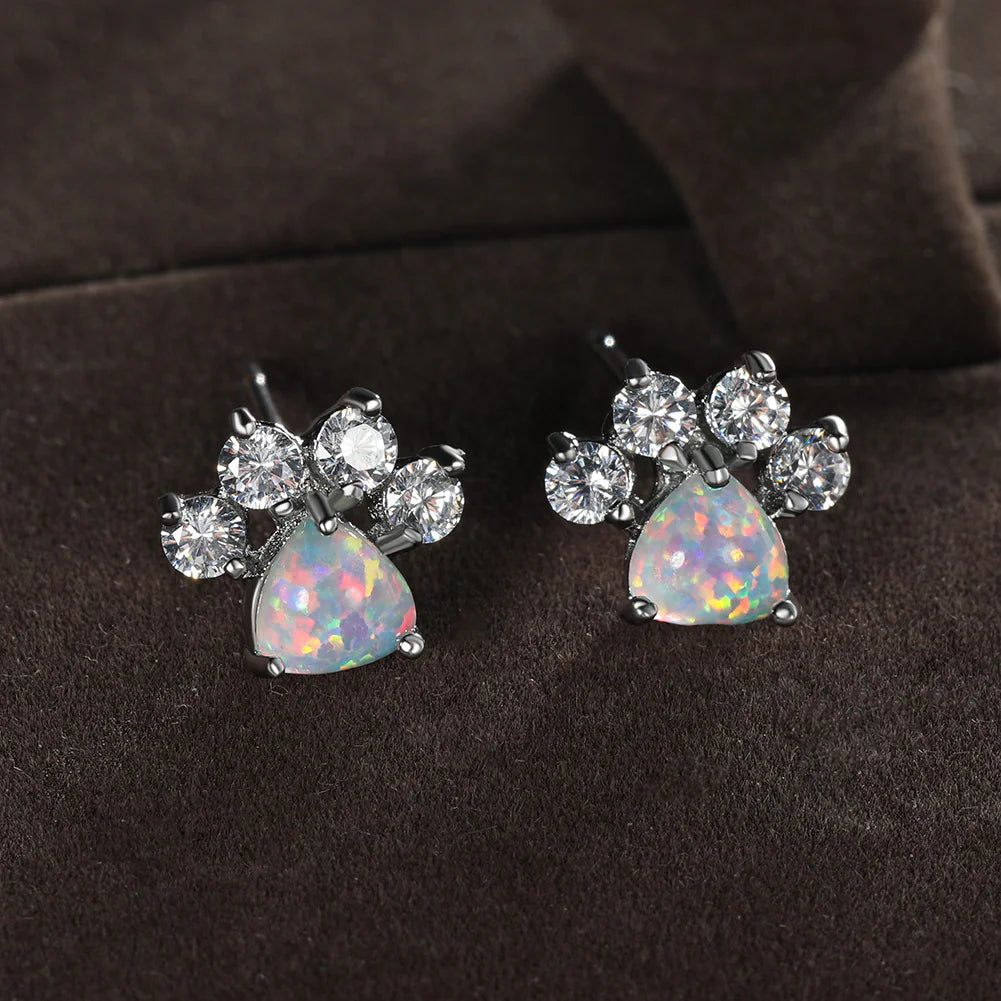 Pendientes de Huella de Pata de Gato Chapados en Oro de 18K (Un Par)