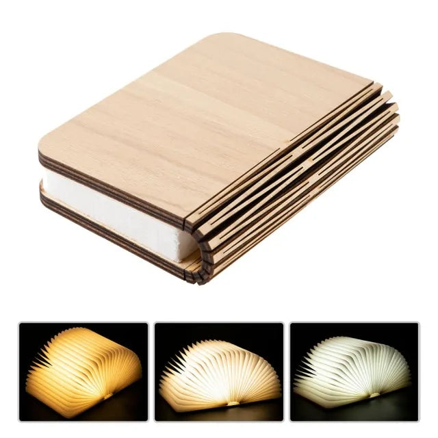Lámpara Nocturna de Libro de Madera LED