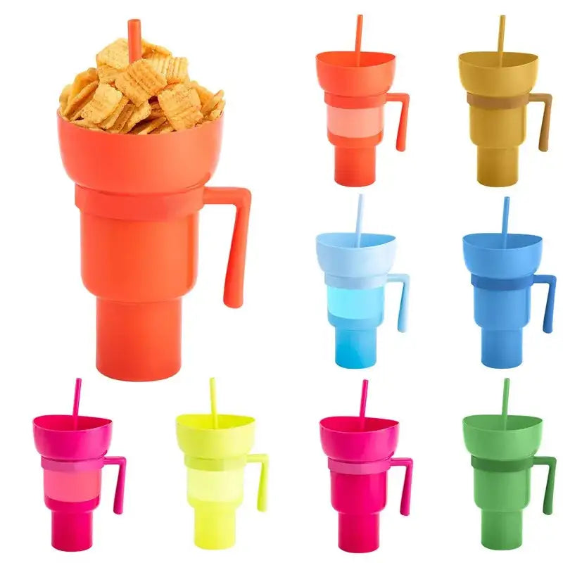 Vaso para Aperitivos 2 en 1 con Compartimento para Snacks y Bebida
