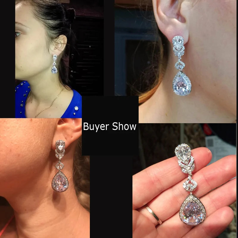 Pendientes Largos de Novia de Cristal
