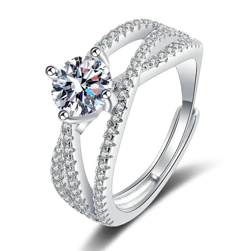 Anillo de Moissanita para Mujeres en Plata de Ley con Microincrustaciones