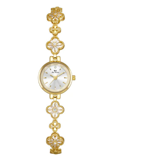 Reloj Lucky Zircon para Mujer con Trébol de Cuatro Hojas (Un Conjunto)