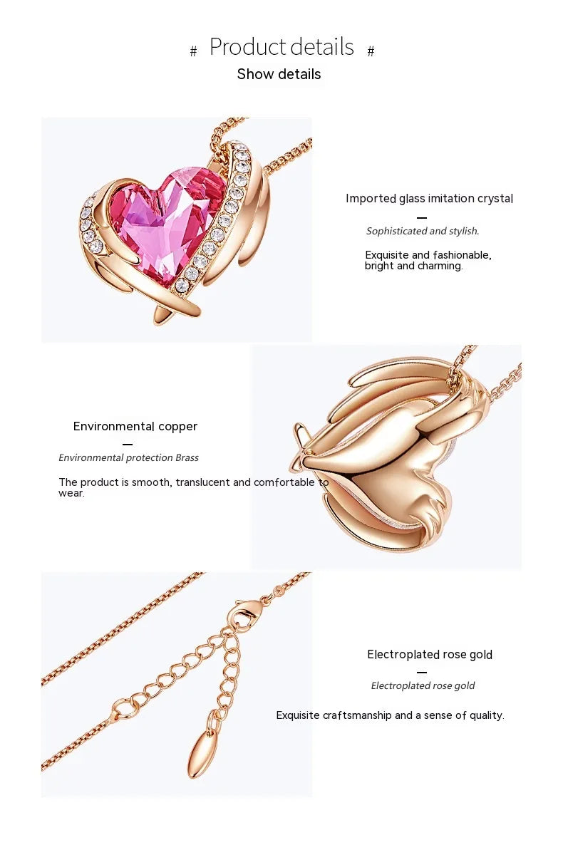 Conjunto de Joyería de Collar y Pendientes de Ángel Simple Todo-Partido con Adorno de Cristal