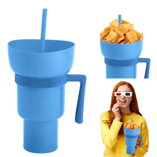 Vaso para Aperitivos 2 en 1 con Compartimento para Snacks y Bebida