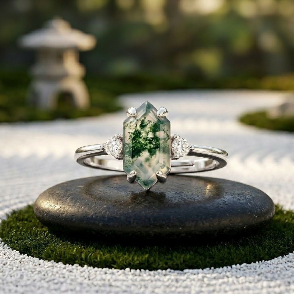 Anillo Aqua Flora Agate Verdant