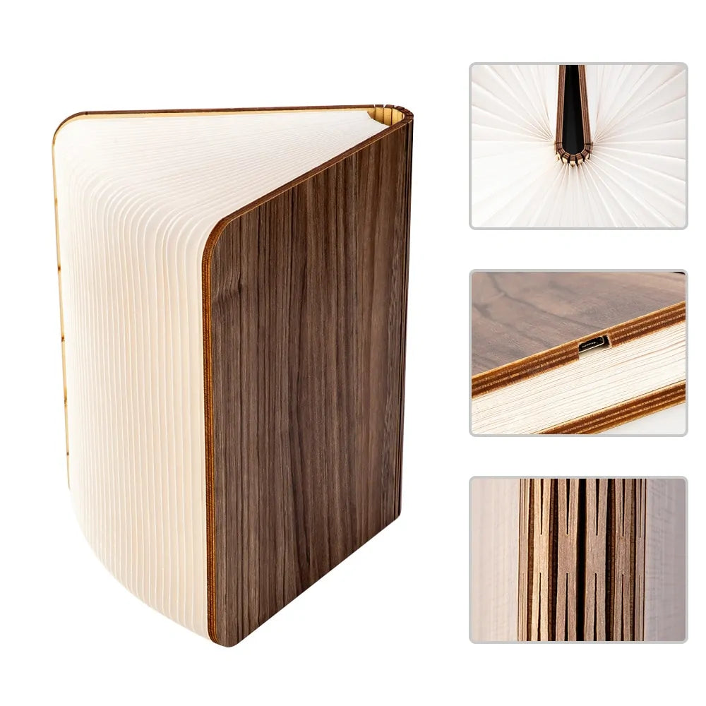 Lámpara Nocturna de Libro de Madera LED