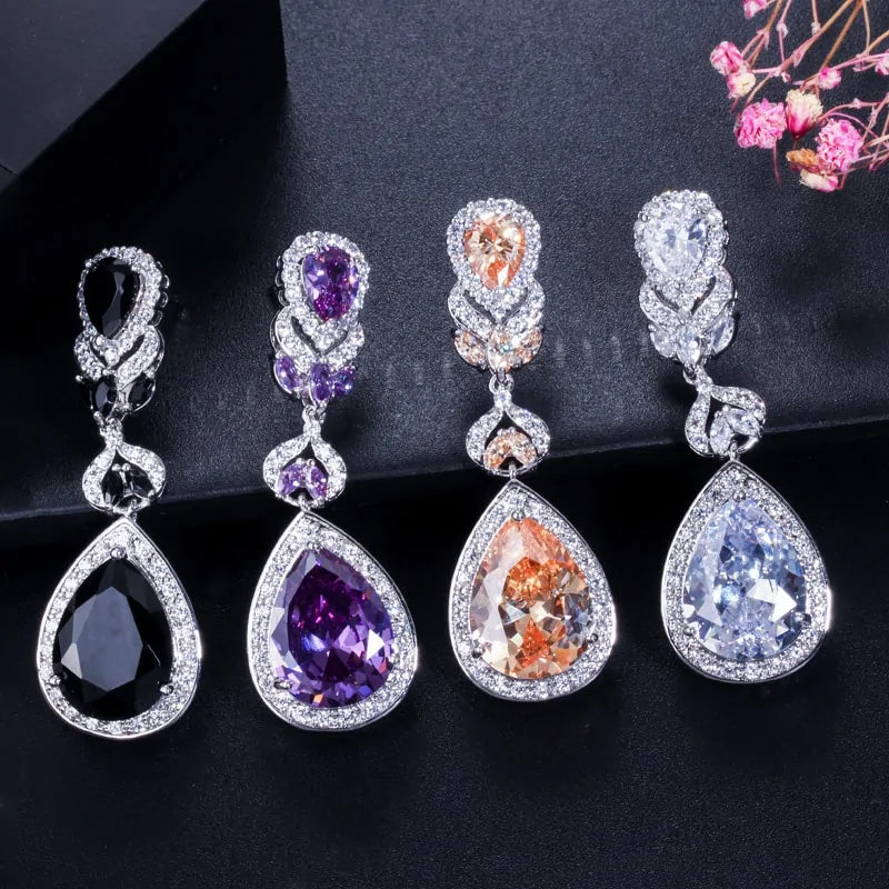 Pendientes Largos de Novia de Cristal
