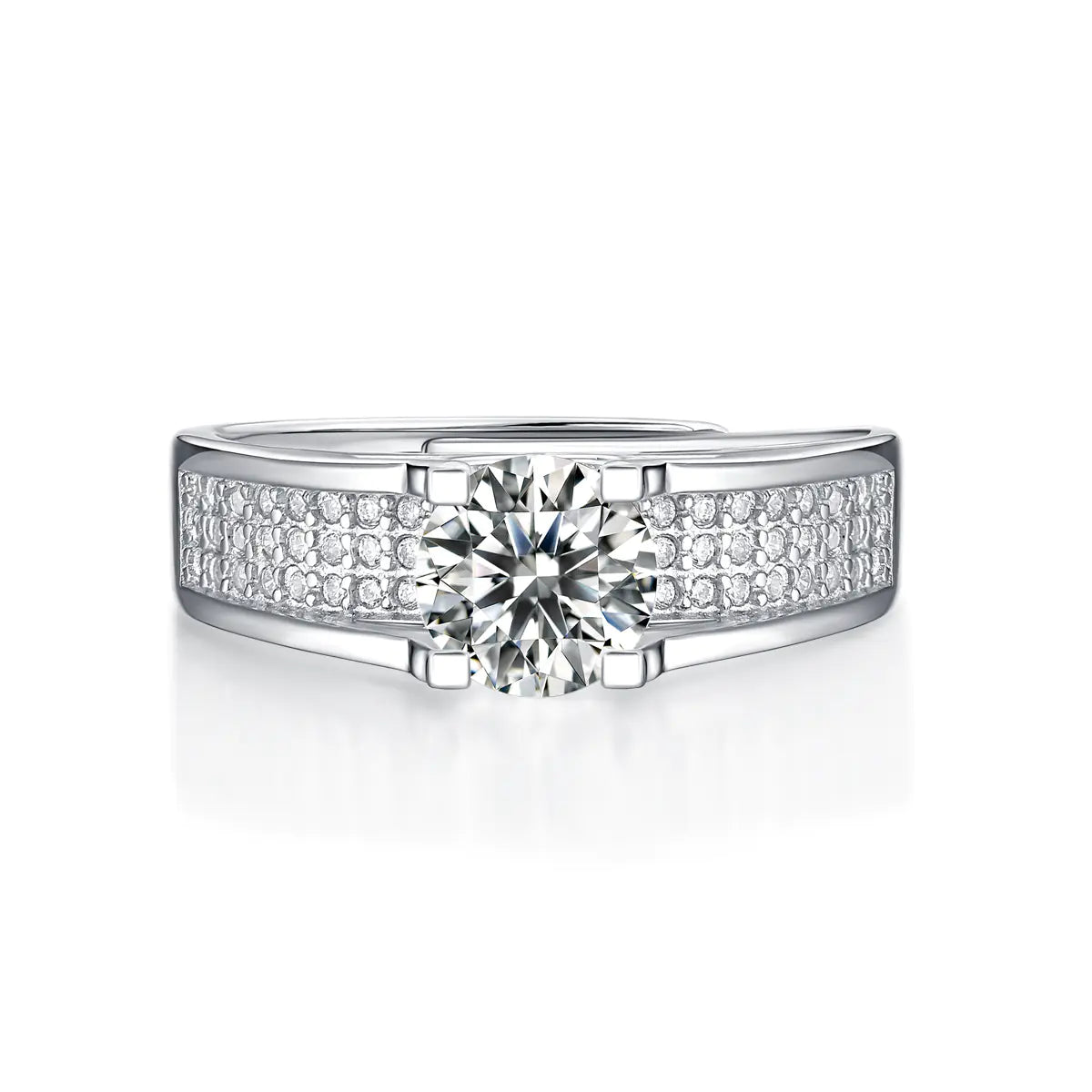 Anillo Cuento de Estrella y Luna de Mosonita Plateada para Mujer