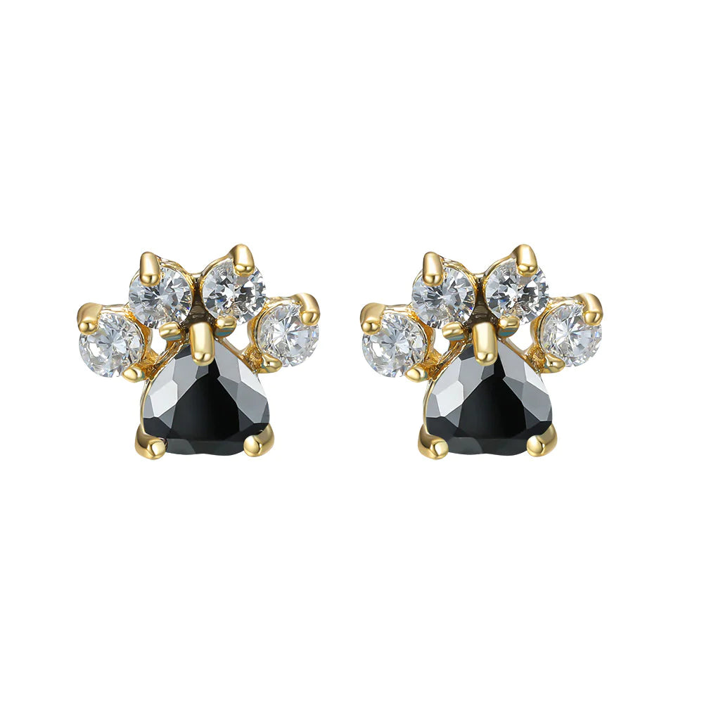 Pendientes de Huella de Pata de Gato Chapados en Oro de 18K (Un Par)