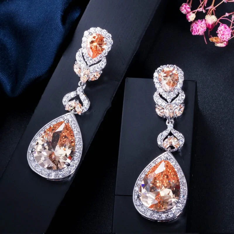 Pendientes Largos de Novia de Cristal