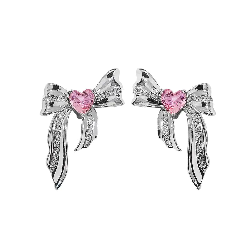 Pendientes de Lazo Metálicos Rosa Dulce
