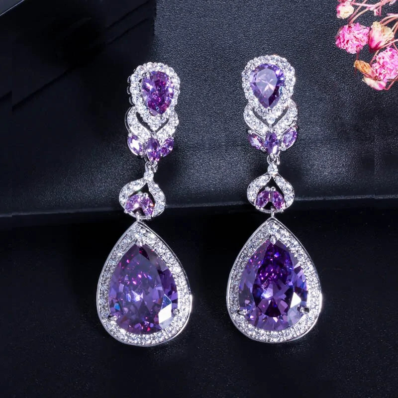 Pendientes Largos de Novia de Cristal
