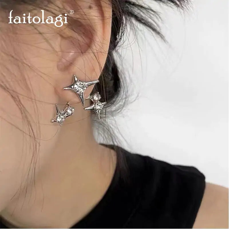 Aretes de Cristal en Forma de Cruz Estrella