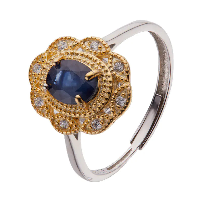 Anillo Natural de Zafiro en Plata de Ley S925