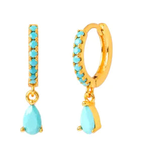 Pendientes de Serpiente Chapados en Oro de 18K con Circonitas de Colores (Par)