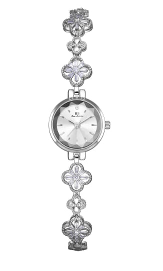Reloj Lucky Zircon para Mujer con Trébol de Cuatro Hojas (Un Conjunto)