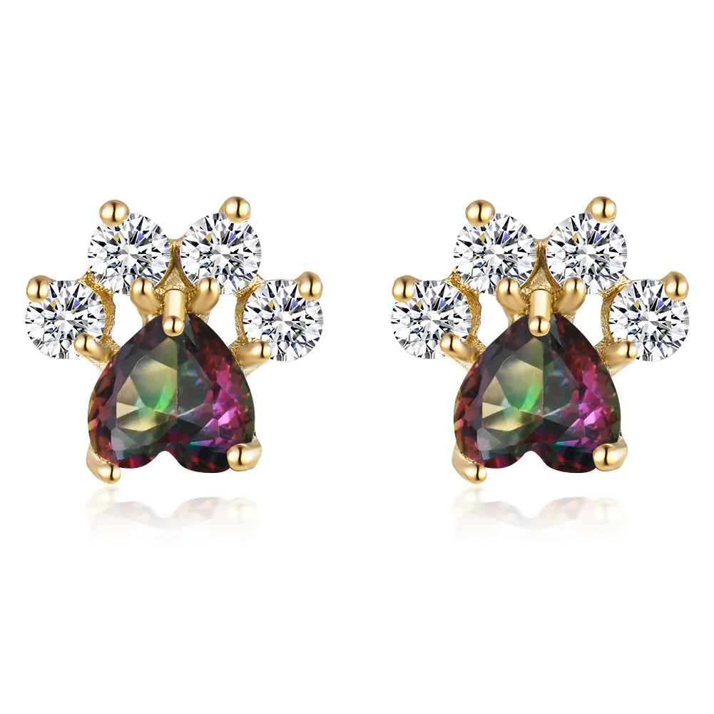Pendientes de Huella de Pata de Gato Chapados en Oro de 18K (Un Par)