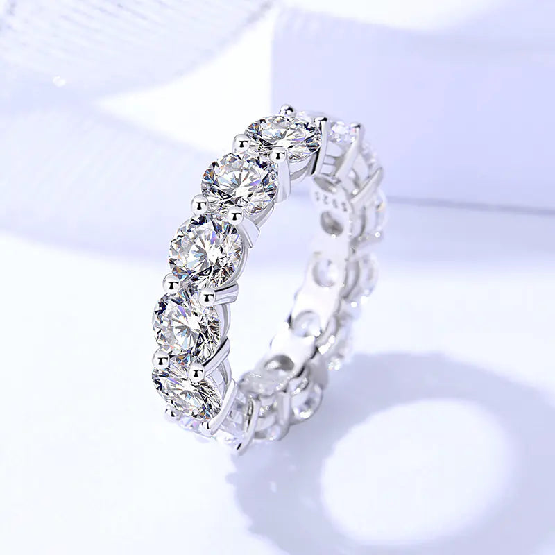 Anillo de Circonio Redondo de Plata Esterlina S925 para Mujer