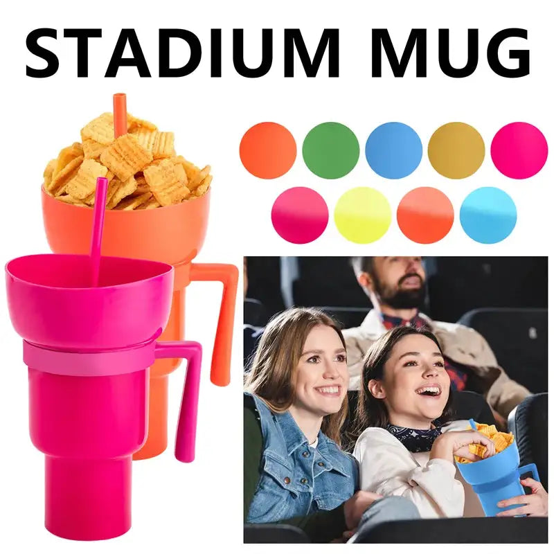 Vaso para Aperitivos 2 en 1 con Compartimento para Snacks y Bebida