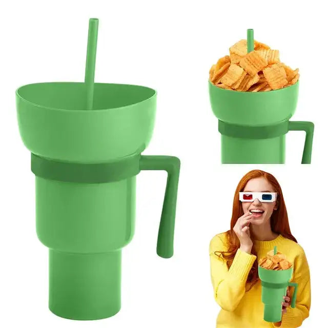 Vaso para Aperitivos 2 en 1 con Compartimento para Snacks y Bebida
