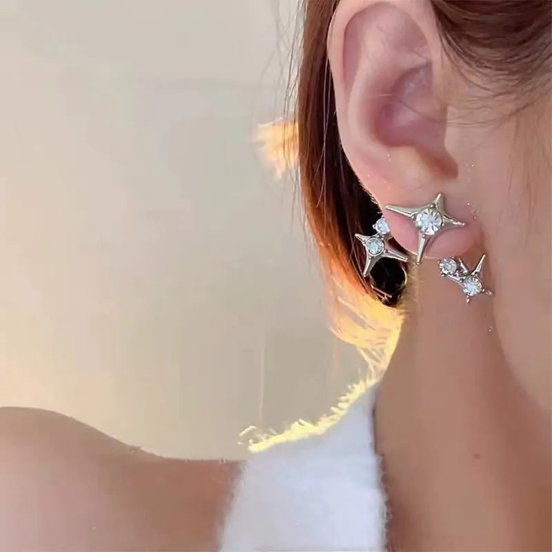Aretes de Cristal en Forma de Cruz Estrella
