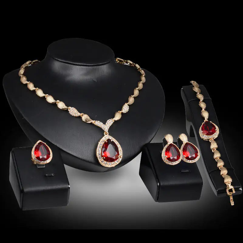 Conjunto de Joyería Nupcial India en Oro
