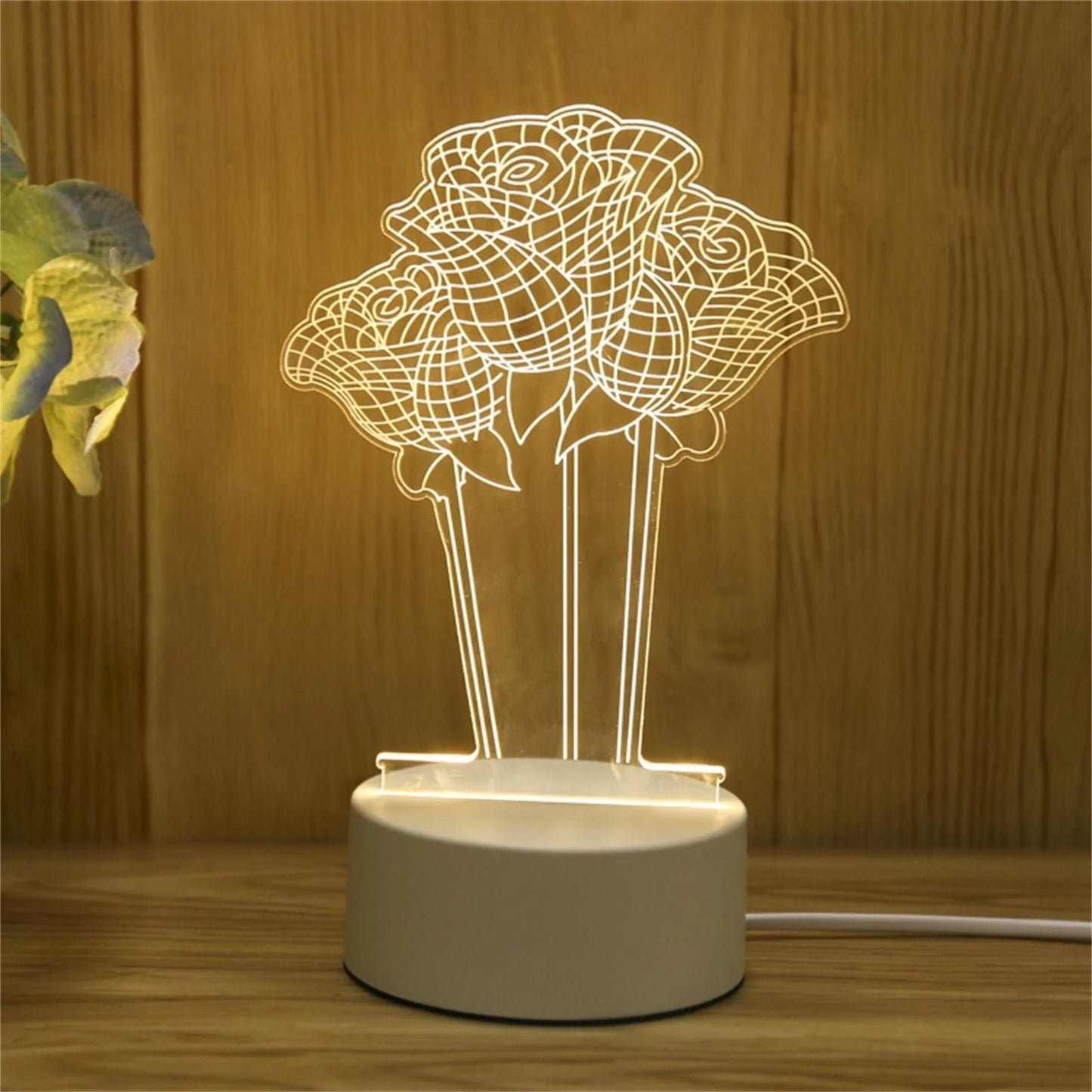 Lámpara de Noche 3D de Acrílico con USB