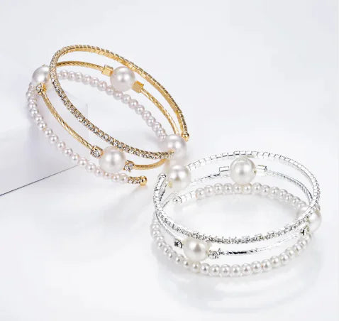 Pulsera de Perlas y Cristales con Estrás