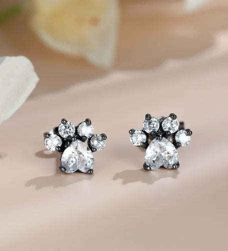 Pendientes de Huella de Pata de Gato Chapados en Oro de 18K (Un Par)