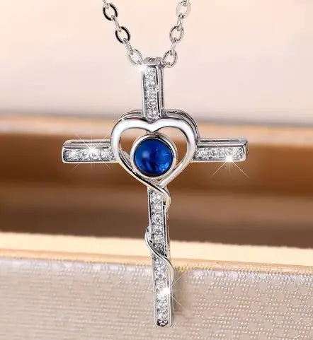 Collar con Colgante de Piedra Azul Cristalina