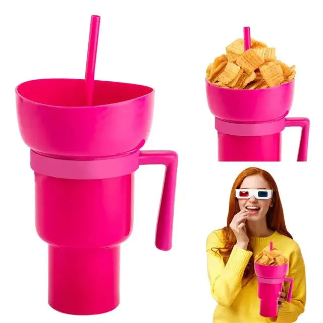 Vaso para Aperitivos 2 en 1 con Compartimento para Snacks y Bebida