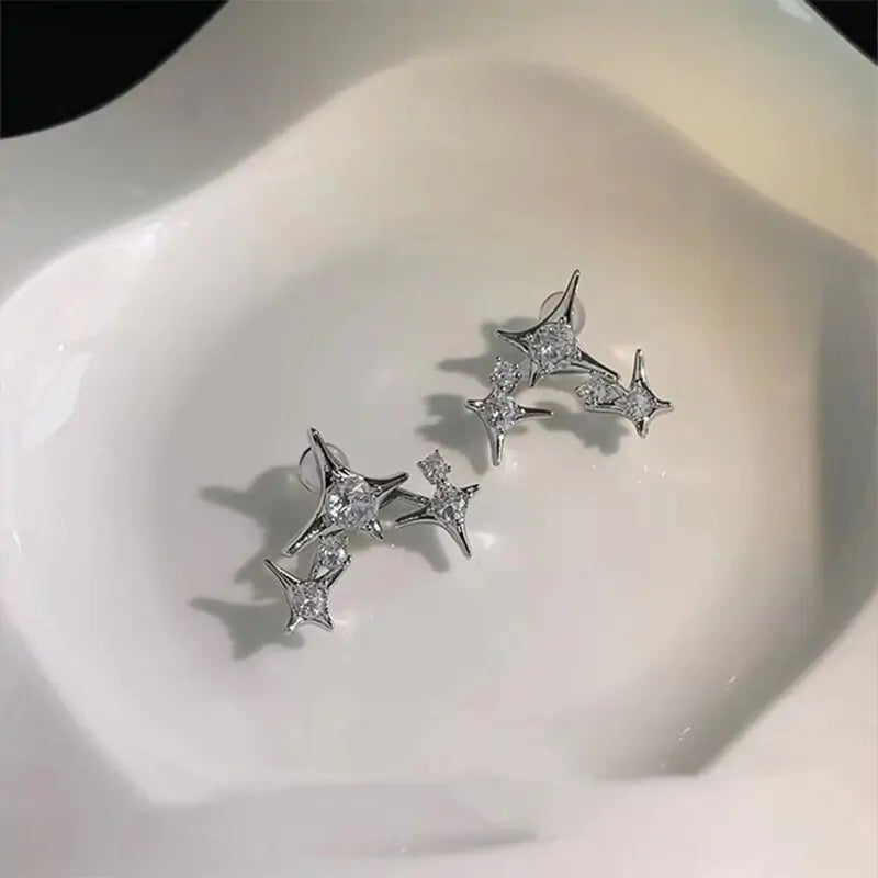 Aretes de Cristal en Forma de Cruz Estrella