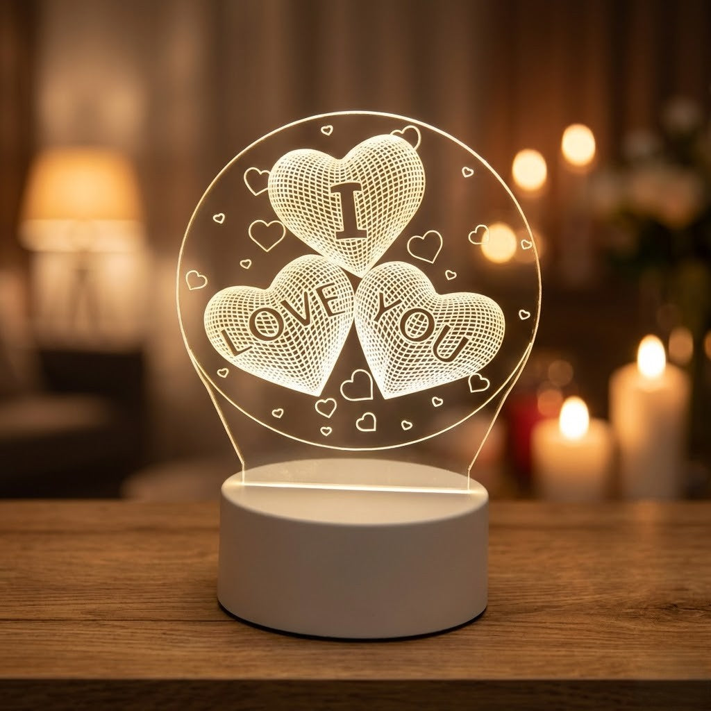 Lámpara Aura 3D Essence of Love con Grabado Láser