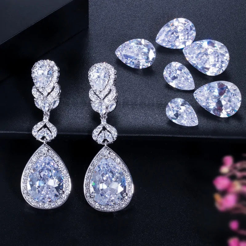Pendientes Largos de Novia de Cristal