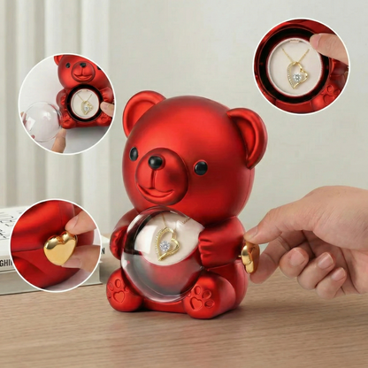 Joyero EternalHeart Oso con Rosa Eterna y Collar Sorpresa