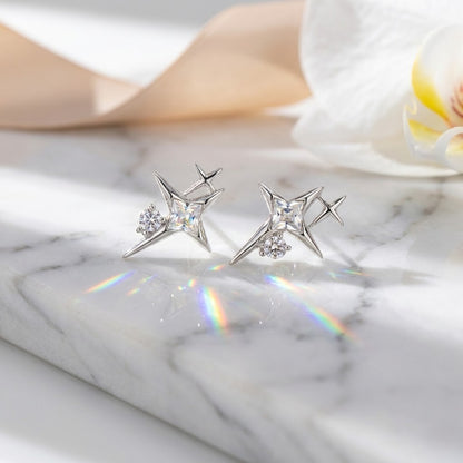 Aretes de Cristal en Forma de Cruz Estrella