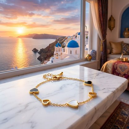 Pulsera Hearts Duo 18K Santorini Edition